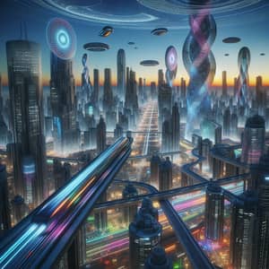 Futuristic Cityscape | Abstract Designs & Neon Lights