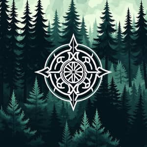 Slavic Artistry Wallpaper - Dark Forest Design with Symbol