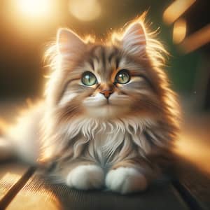 Fluffy Tabby Cat Relaxing in Sunshine | Cute Feline Photo