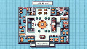 Pixel Art High School Map - 2D Top-Down Design