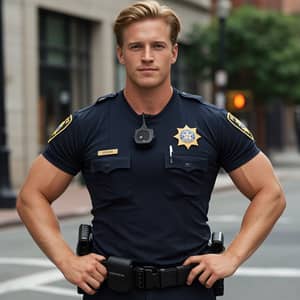 Photorealistic Male Policeman with Enormous Pecs