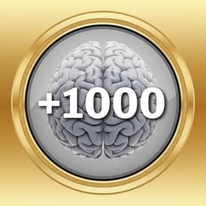 Brain Icon with +1000 | 500px Round Design