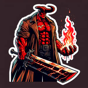 Hellboy Fire Sword Sticker Design