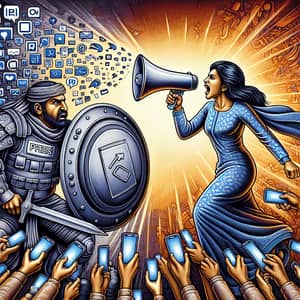 Middle-Eastern Male Shield vs. South Asian Female Megaphone