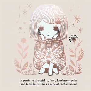 Scandi Style Illustration: Melancholy Girl with Enchantment