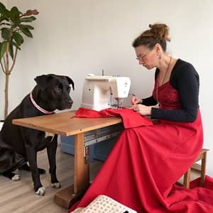 Dressmaking with a Pitbull Companion