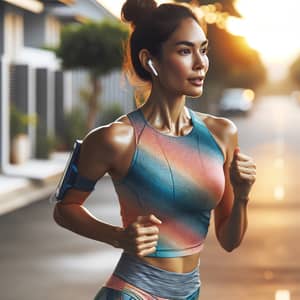 Brisk Morning Run: South Asian Woman in Action