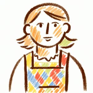 Naive-Style Drawing of a Woman in an Apron