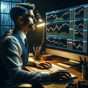 Focused Latino Trader Analyzing Stock Markets