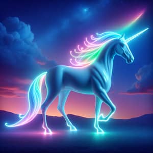 Neon Unicorn: Majestic Glow in Twilight