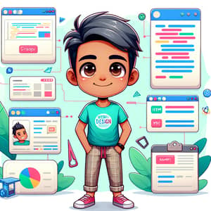 Charming Web Designer Mascot: Creative, Imaginative Design