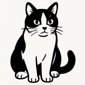 Cute Black and White Cat with Thick Lones