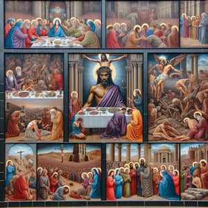 Holy Week Events with Black Jesus: Scenes of Last Supper, Crucifixion, Resurrection