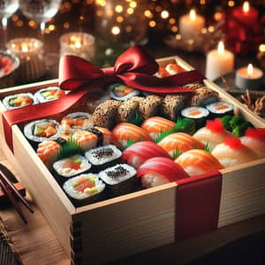 Deluxe Sushi Gift Box: Fresh Rolls, Colorful Fish & Vegetables