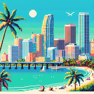 Vibrant Miami Pixel Art Cityscape