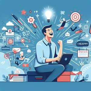 Joyful Employee Vector Illustration for Job Opening