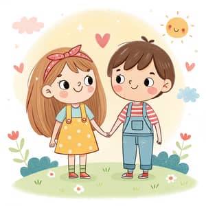 Cute Cartoon Girl and Boy - Adorable Illustrations