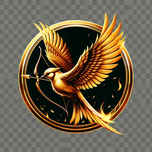 Golden Mockingjay Vector Image with Arrow in Ring