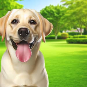 Adorable Labrador Retriever Dog in Lush Green Park