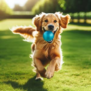 Playful Golden Retriever Frolicking in Summer Sun