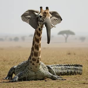 Crocodile Body with Giraffe Head and Elephant Ears