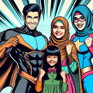 Superhero Family - Colorful Comic Book-Style Image