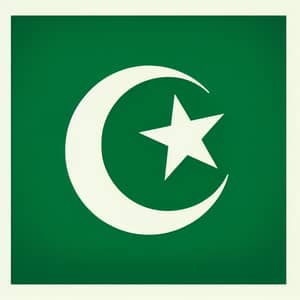 Islamic Flag with Crescent Moon and Star Emblem