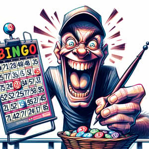 Playful Bingo Player Illustration in Comic Style