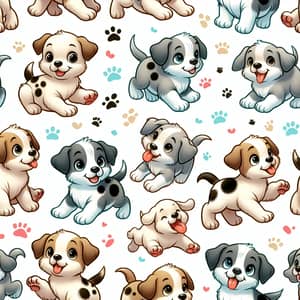 Adorable Cartoon Puppies Playing Pattern