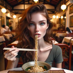 Scarlett Johansson Enjoys Noodles in Singapore