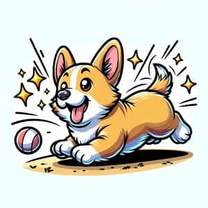 Cute Corgi Comic Art - Playful Design