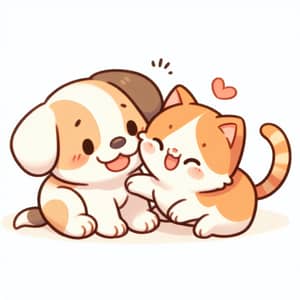 Cute Puppy and Kitten Playing Together