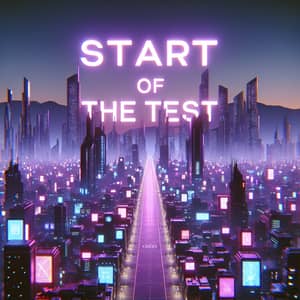 Glowing Cyberpunk City: Start of the Test