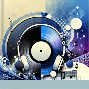 Music Theme: Headphones on Vinyl Record | Abstract Design