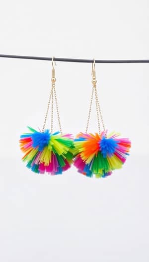 Vibrant Long Pom-Pom Earrings for a Stylish Look