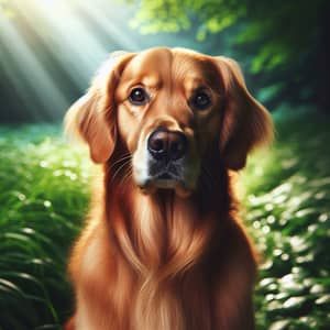 Beautiful Golden Retriever in Vibrant Gold Coat | Lush Green Meadow