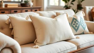 Chic Custom Throw Pillows with Tassels for Cozy Living Rooms