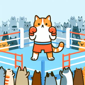 Boxing Cat: Orange & White Feline Champion