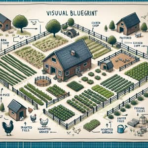 Small-Sized Farm Blueprint: Livestock Barn, Chicken Coop, Vegetable Garden