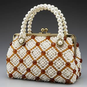 Luxurious Pearl and Amber Handbag