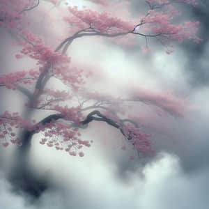 Ethereal Sakura in Mist: A Serene Landscape