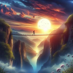 Crossing the Bridge: A Serene Sunset Journey of Determination