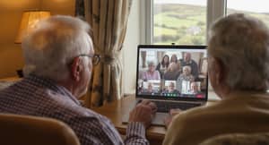 Elderly Couple Video Calls Family in Irish Countryside