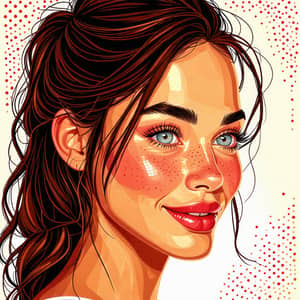 Whimsical Dot Art Portrait of a Smiling Model