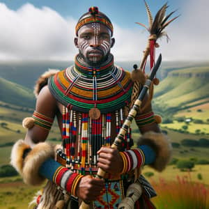 Xhosa Warrior in Traditional Attire