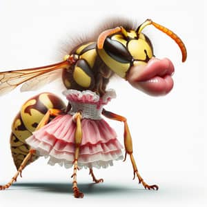 Unique Thermal Sting Wasp in Frilly Pink Dress