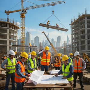 Dynamic Construction Site: Workers and Progress