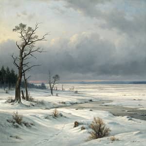 Ivan Aivazovsky's Icy Tundra Landscape Painting