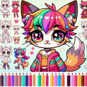 Anime-Style Anthropomorphic Cat with Vibrant Design