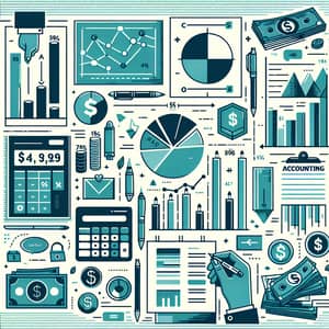 Accounting Themed Poster with Balance Sheets and Charts